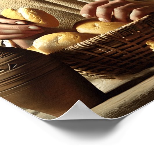 神の平和でパンを切るイエス ポスター (角)