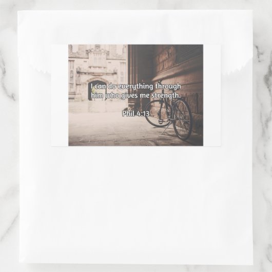 神の引用文:フィル4:13 -- "神の強与えさ" 長方形シール (バッグ)