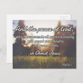 神の引用文：フィル4:7 -- "神の平和" ポストカード (正面/裏面)