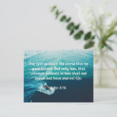 神の引用文：ヨハネ3:16 -- "神は世を愛されたからである" ポストカード (スタンド正面)