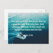 神の引用文：ヨハネ3:16 -- "神は世を愛されたからである" ポストカード (正面/裏面)