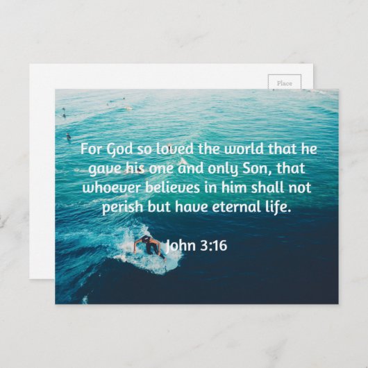 神の引用文：ヨハネ3:16 -- "神は世を愛されたからである" ポストカード (正面/裏面)