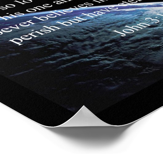 神の引用文:ヨハネ3:16 -- "神は世界を愛された" ポスター (角)