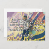 神の引用文:ロム。8:28 - – 神は善のために働く ポストカード (正面/裏面)