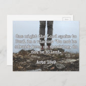 神の引用文：使徒18:9 -- "Don't 静か Be" ポストカード (正面/裏面)