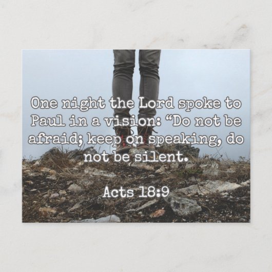 神の引用文：使徒18:9 -- "Don't 静か Be" ポストカード (正面)