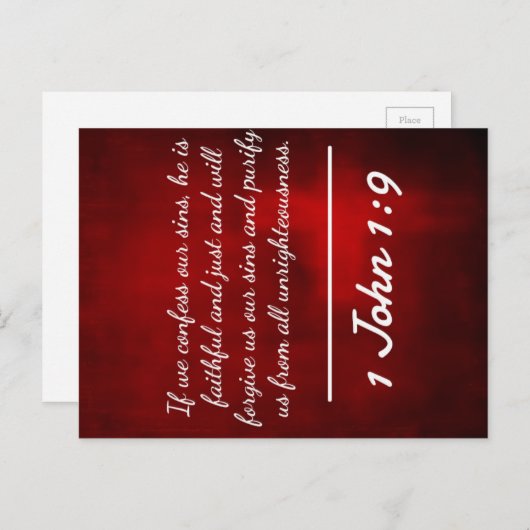 神の引用文: 1ヨハネ1:9 -- "告白と赦し ポストカード (正面/裏面)