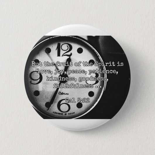 神の引用文: Galの5:22 -- "精神のフルーツ" 缶バッジ (正面)