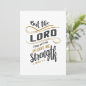 神の強さ – 2テモテ4:17キリスト教のデザイン サンキューカード (スタンド正面)