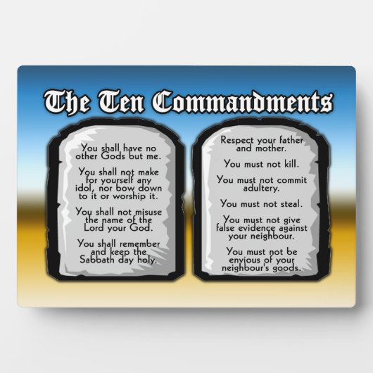 神の律法である聖なる聖書の十戒 フォトプラーク (正面)