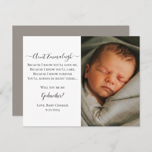 神の後見人として提案されるために、写真を添えて 招待状 (正面/裏面)