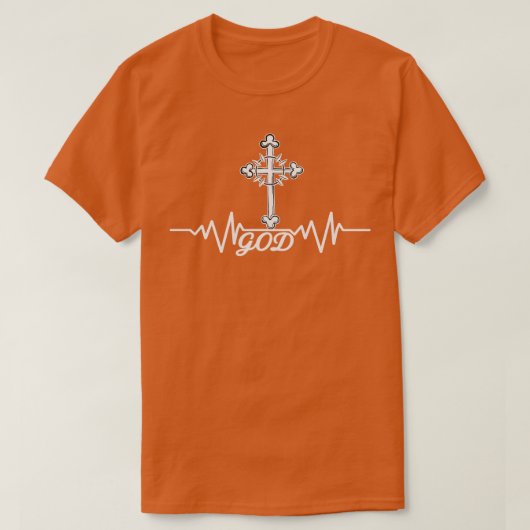 神の心拍はキリスト教の信仰パルスを越える Tシャツ (デザイン正面)