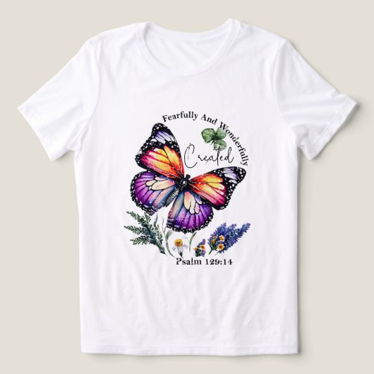 神の恐ろしくも素晴らしい創造  聖書の引用 トライブレンドＴシャツ (デザイン正面)