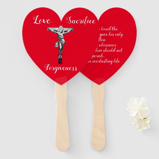 神の息子イエス・キリスト・クロス聖書引用文ART ハンドファン (正面&裏面)