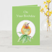 神の恵みあなたの誕生日ハミングバード カード (黄色い花)