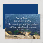 神の恵みあふれる新年の写真 - 青い海とキリスト教 シーズンカード (正面/裏面)