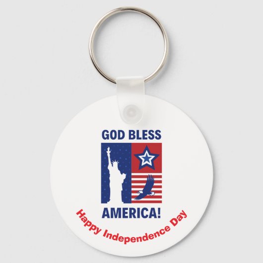 「神の恵みあるアメリカ」 愛国的なシンボル カスタム キーホルダー (正面)