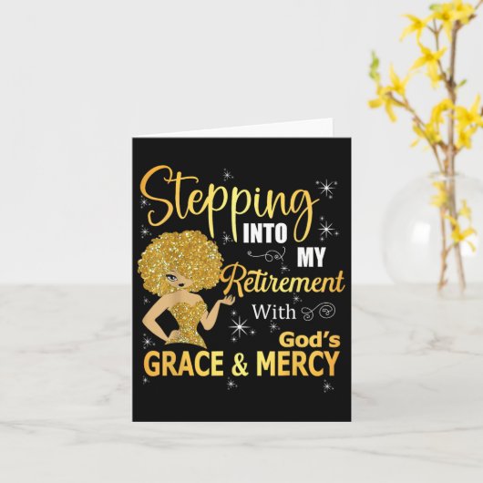 神の恵みとともに私の定年退職を迎える カード (黄色い花)