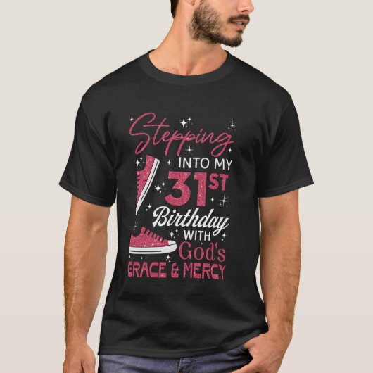 神の恵みとともに31歳の誕生日を迎える Tシャツ (正面)