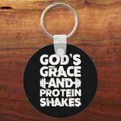 神の恵みとタンパク質のシェイクボディビルジムFi キーホルダー (正面)
