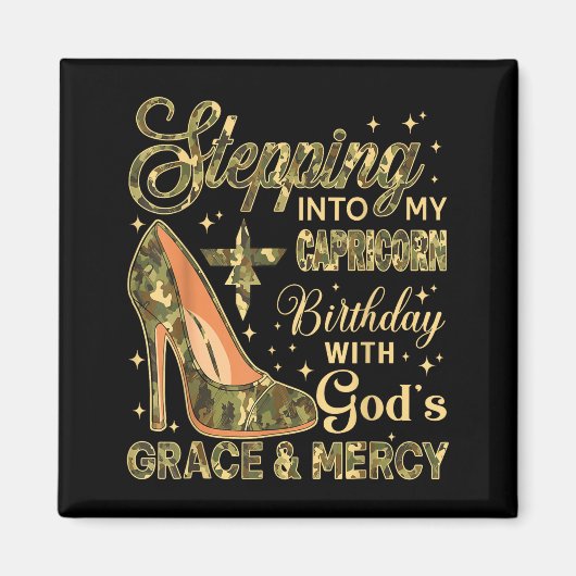 神の恵みと共に私のやぎ座の誕生日を迎える マグネット (正面)