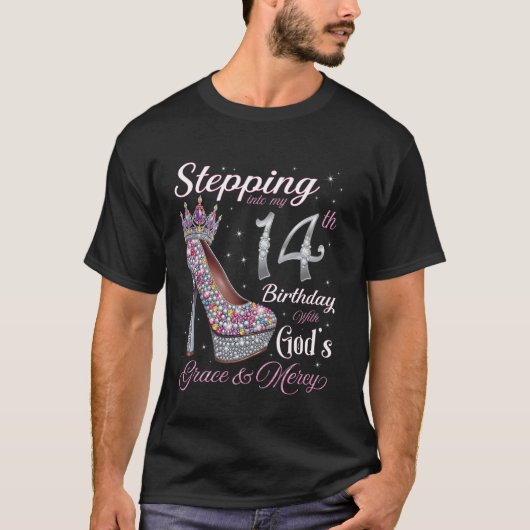 神の恵みと共に私の14誕生日に踏み込む Tシャツ (正面)