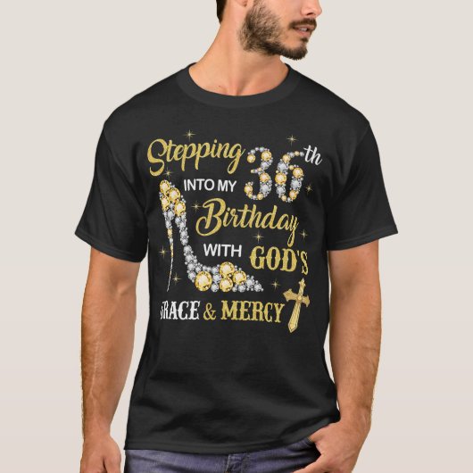 神の恵みと共に36歳の誕生日を迎える Tシャツ (正面)
