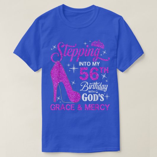 神の恵みと共に56歳の誕生日を迎える Tシャツ (デザイン正面)