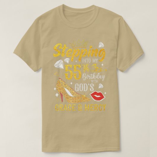神の恵みと慈しみと共に55歳の誕生日を迎える Tシャツ (デザイン正面)