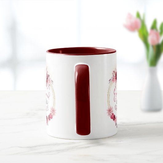 神の恵みによって権限を与えられたピンクのフローラ金ゴールドリース マグカップ