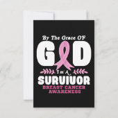 神の恵みによって生き残った乳がんで サンキューカード (正面)