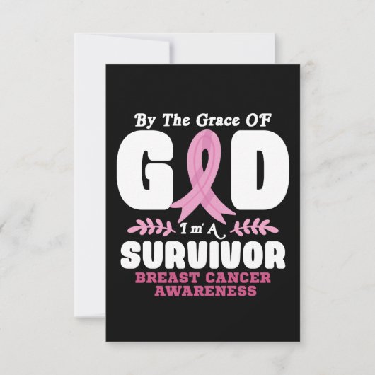 神の恵みによって生き残った乳がんで サンキューカード (正面)