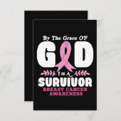 神の恵みによって生き残った乳がんで サンキューカード (正面/裏面)