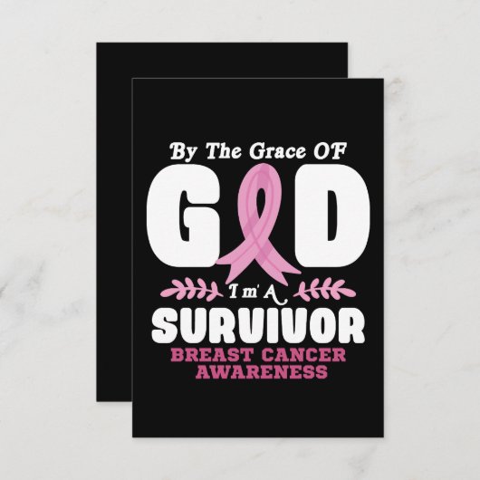 神の恵みによって生き残った乳がんで サンキューカード (正面/裏面)