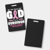 神の恵みによって生き残った乳がんで バッジ (Front & Back)