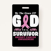 神の恵みによって生き残った乳がんで バッジ (正面)
