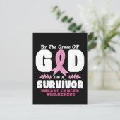 神の恵みによって生き残った乳がんで ポストカード (スタンド正面)