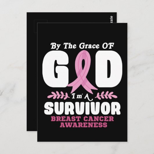 神の恵みによって生き残った乳がんで ポストカード (正面/裏面)