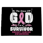 神の恵みによって生き残った乳がんで ラージペーパーバッグ (正面)