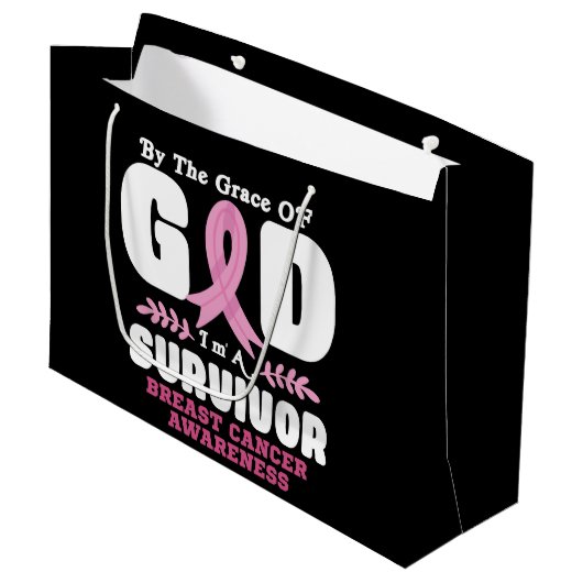 神の恵みによって生き残った乳がんで ラージペーパーバッグ (正面アングル)