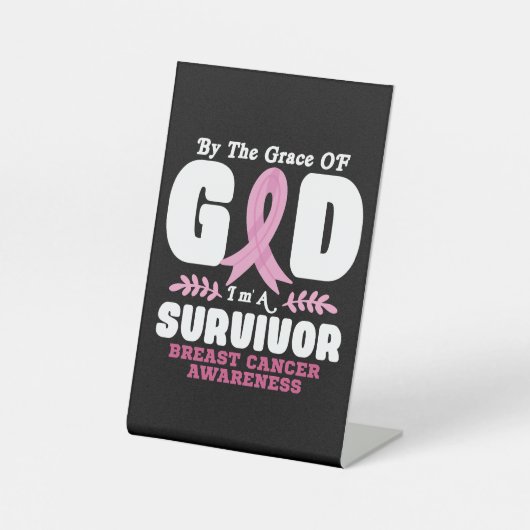 神の恵みによって生き残った乳がんで 台座サイン (正面)