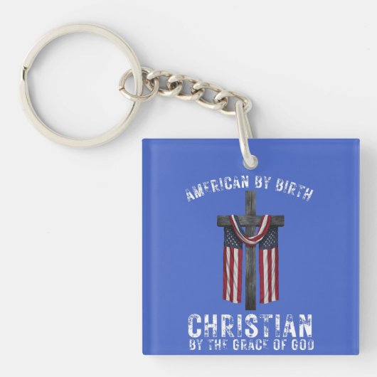 神の恵みによって誕生クリスチャンによってアメリカ人 キーホルダー (正面)