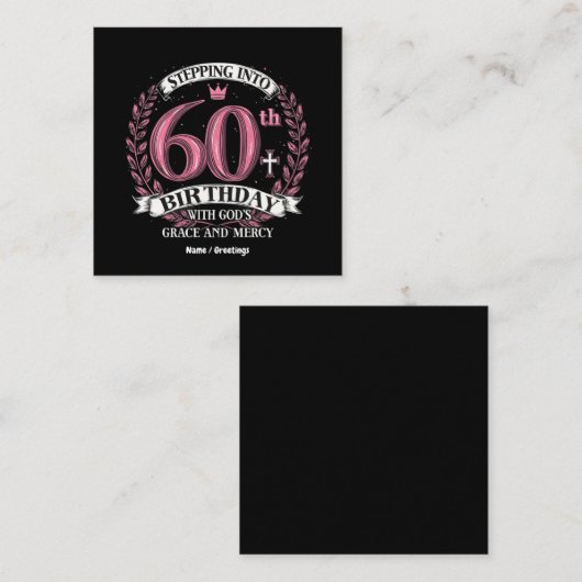 神の恵みによって60誕生日に踏み込む スクエア名刺 (正面/裏面)
