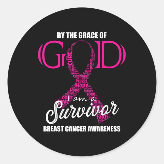 神の恵みによって、私は乳がんを克服した人だ ラウンドシール (正面)