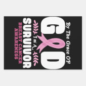 神の恵みにより私は乳がんのサバイバーです ラッピングペーパーシート (正面)