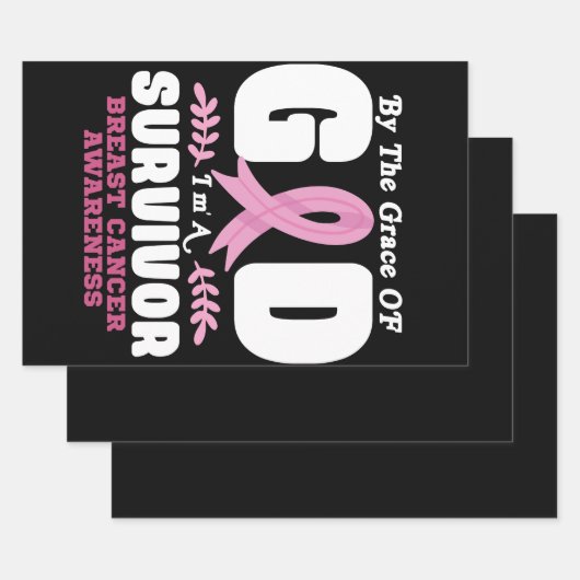 神の恵みにより私は乳がんのサバイバーです ラッピングペーパーシート (セット)