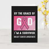 神の恵みのクリスチャンによって生き残った乳がん カード (黄色い花)