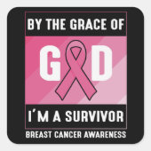 神の恵みのクリスチャンによって生き残った乳がん スクエアシール (正面)