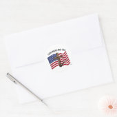 神の恵みをアメリカに 〜 丈夫な十字架とアメリカ国旗 ラウンドシール (封筒)