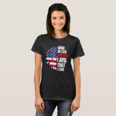 神の恵みをアメリカに 愛する祖国に Usaの旗 花 Tシャツ (正面フル)